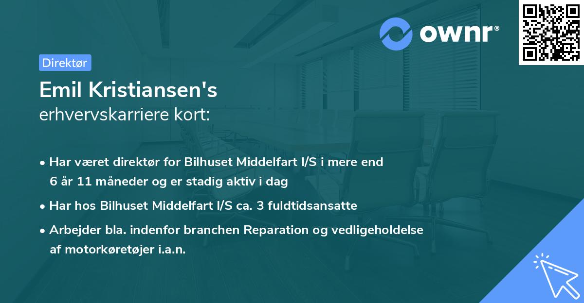 Emil Kristiansen's erhvervskarriere kort