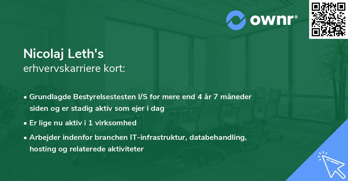 Nicolaj Leth's erhvervskarriere kort