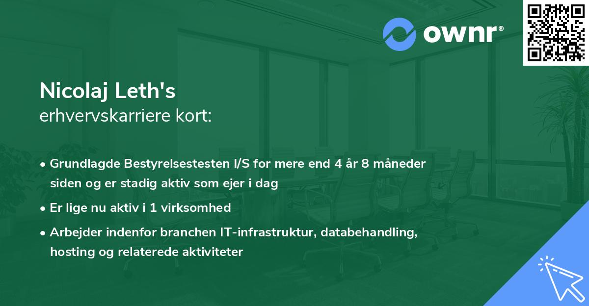 Nicolaj Leth's erhvervskarriere kort