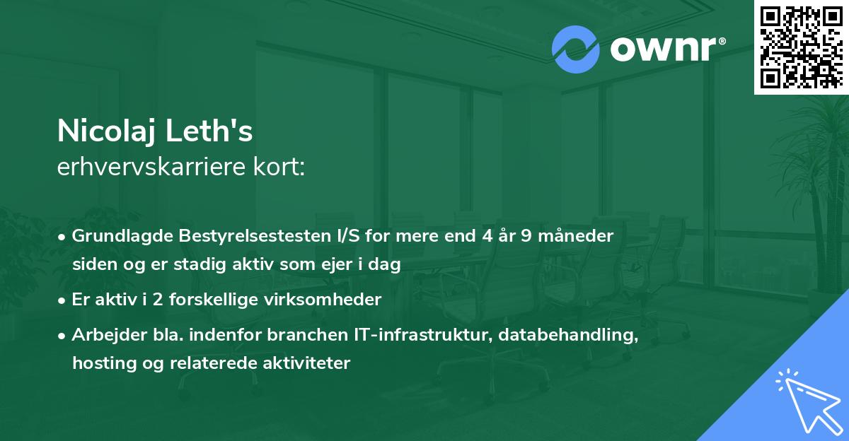 Nicolaj Leth's erhvervskarriere kort