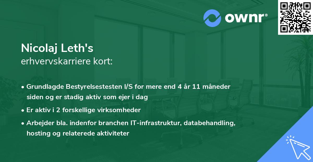 Nicolaj Leth's erhvervskarriere kort