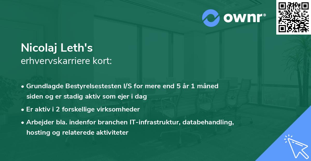 Nicolaj Leth's erhvervskarriere kort