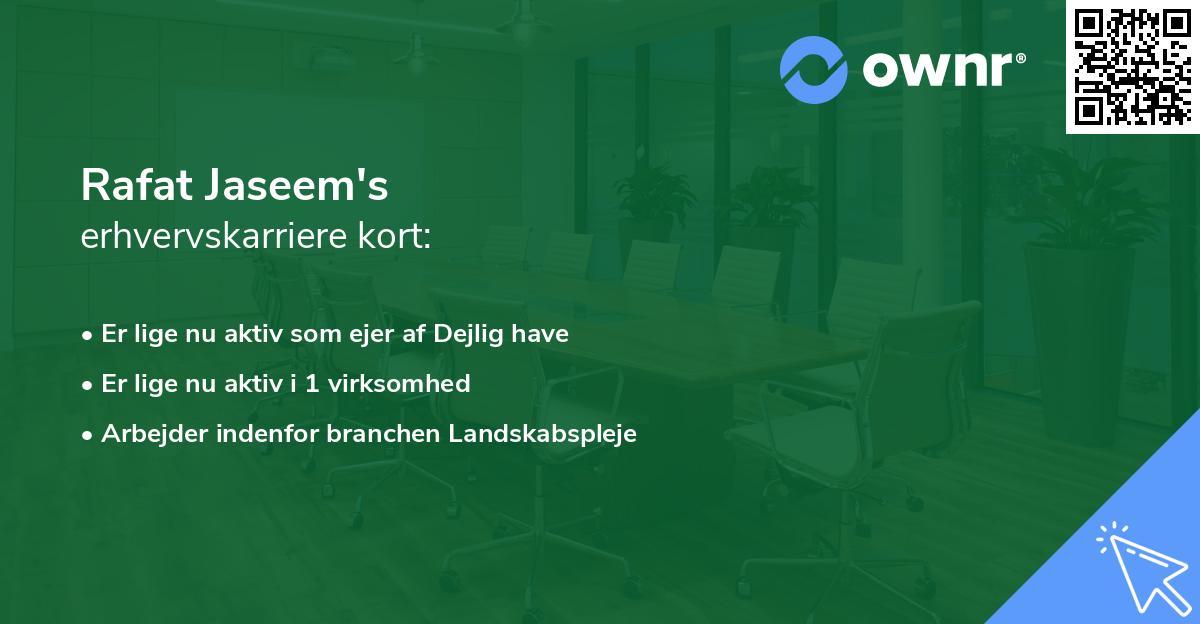 Rafat Jaseem's erhvervskarriere kort