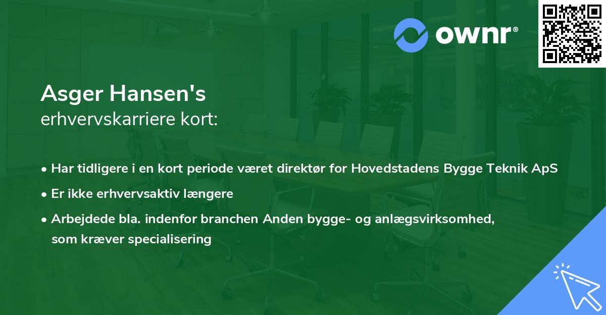 Asger Hansen's erhvervskarriere kort