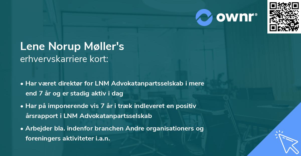 Lene Norup Møller's erhvervskarriere kort