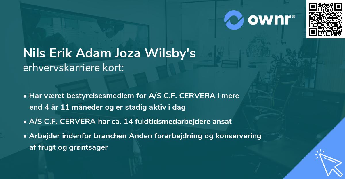 Nils Erik Adam Joza Wilsby's erhvervskarriere kort