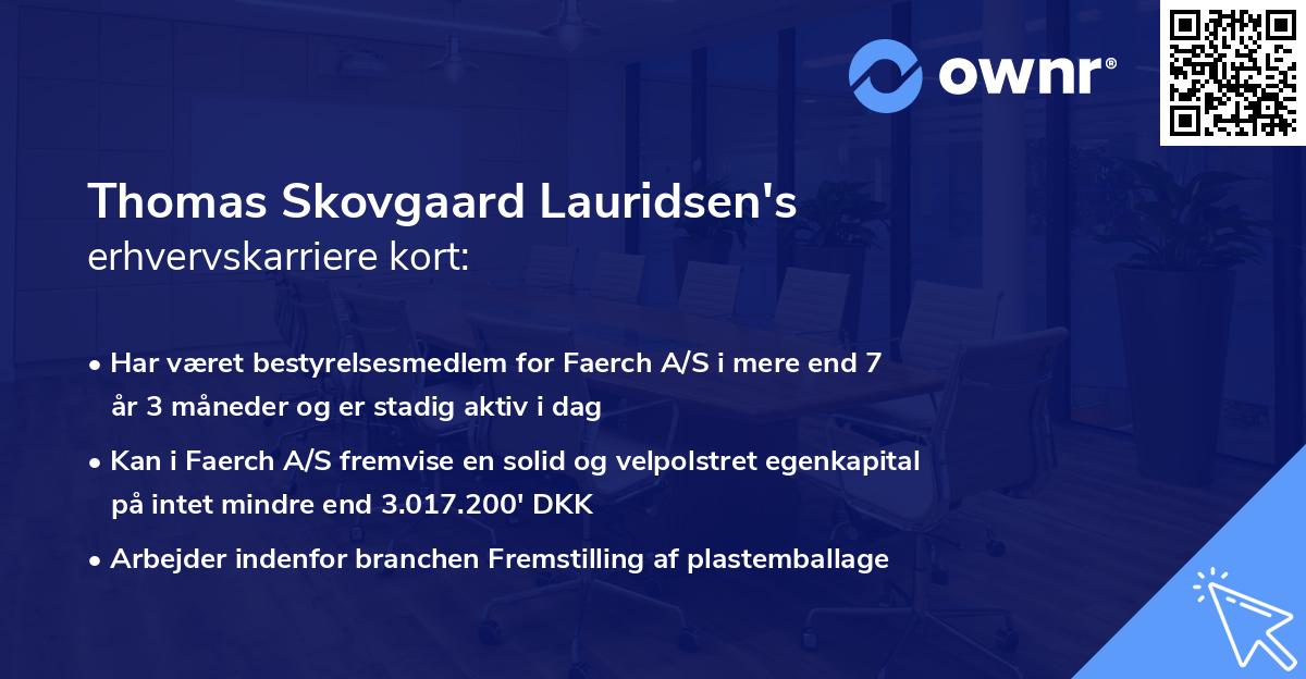 Thomas Skovgaard Lauridsen's erhvervskarriere kort