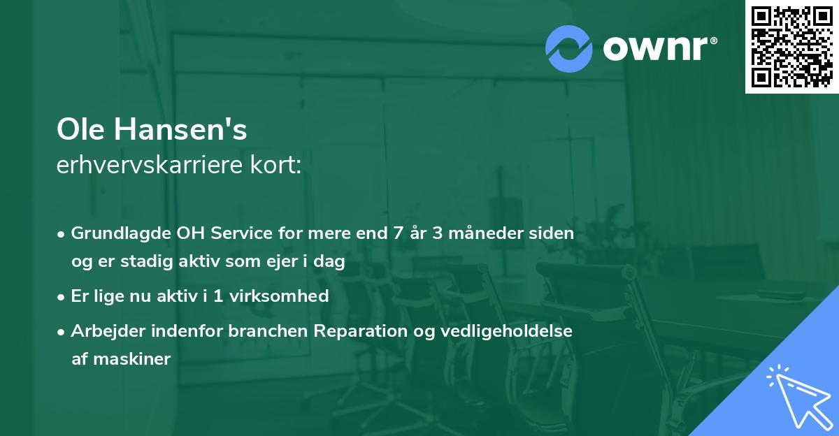Ole Hansen's erhvervskarriere kort
