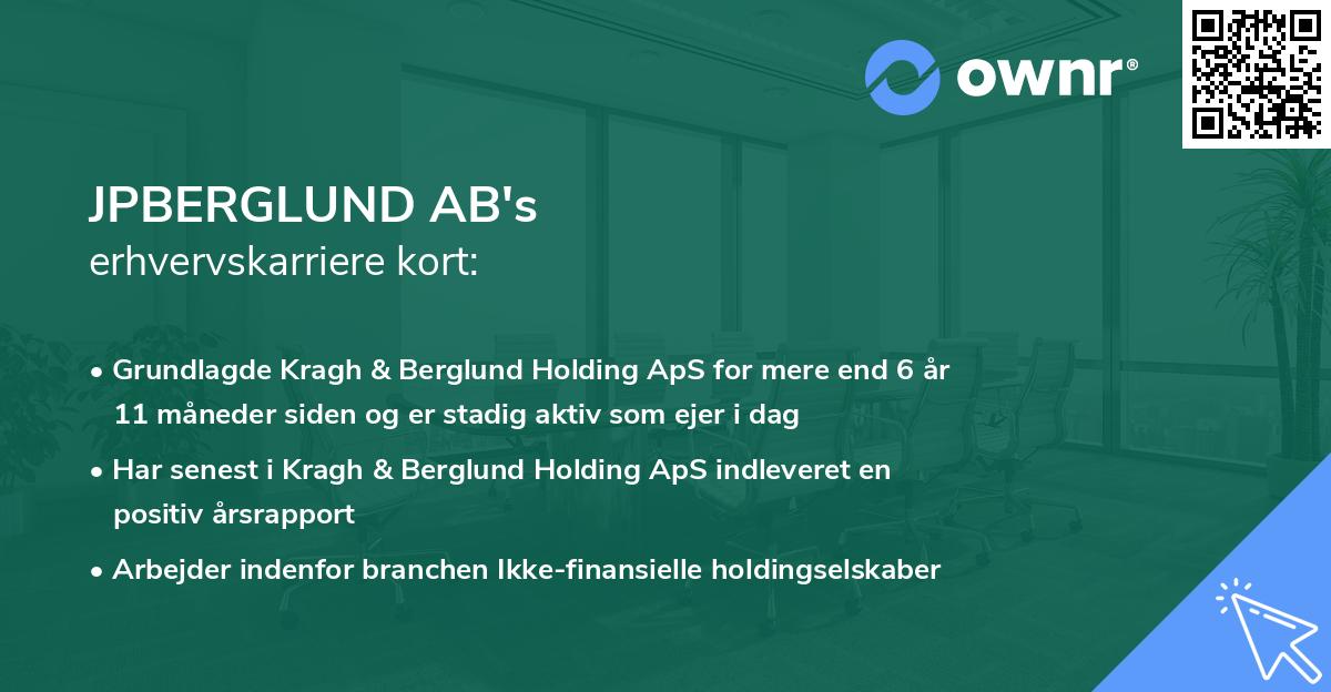 JPBERGLUND AB's erhvervskarriere kort