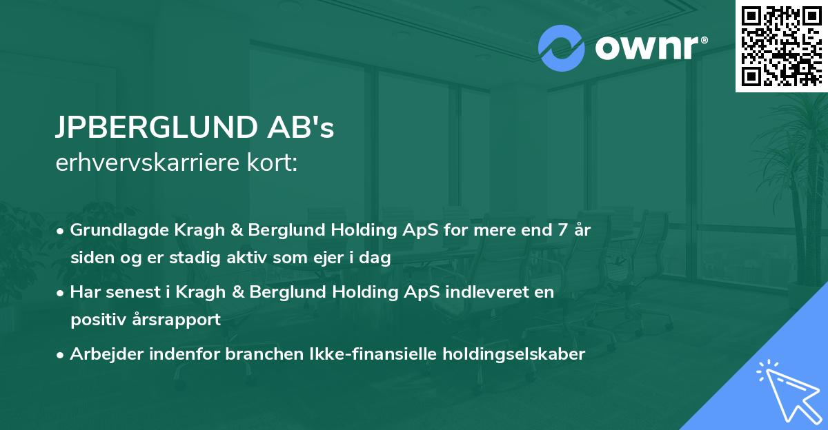 JPBERGLUND AB's erhvervskarriere kort