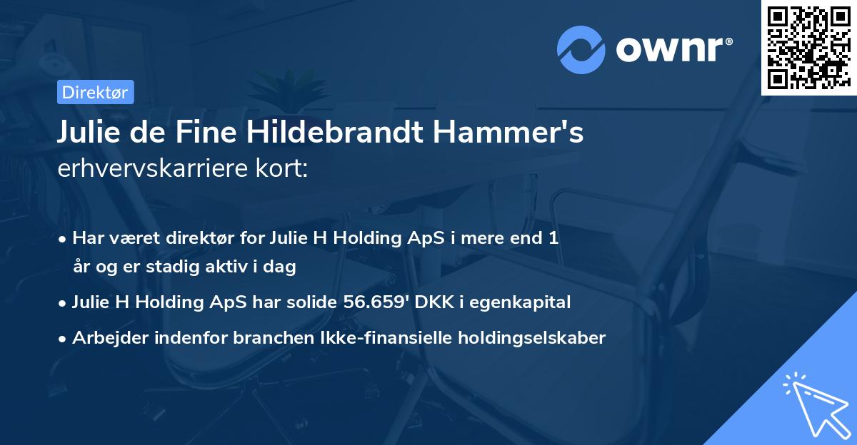 Julie de Fine Hildebrandt Hammer's erhvervskarriere kort