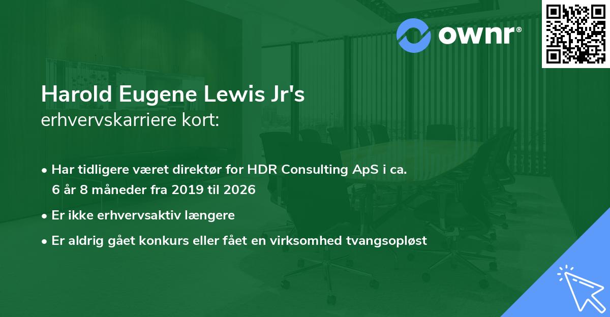 Harold Eugene Lewis Jr's erhvervskarriere kort