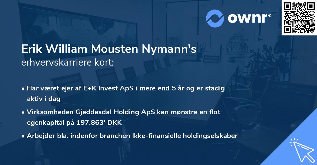 Erik William Mousten Nymann's erhvervskarriere kort