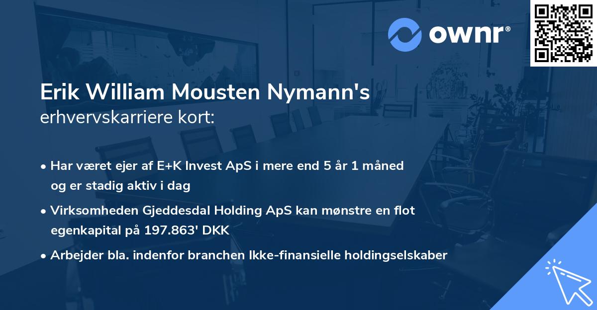 Erik William Mousten Nymann's erhvervskarriere kort