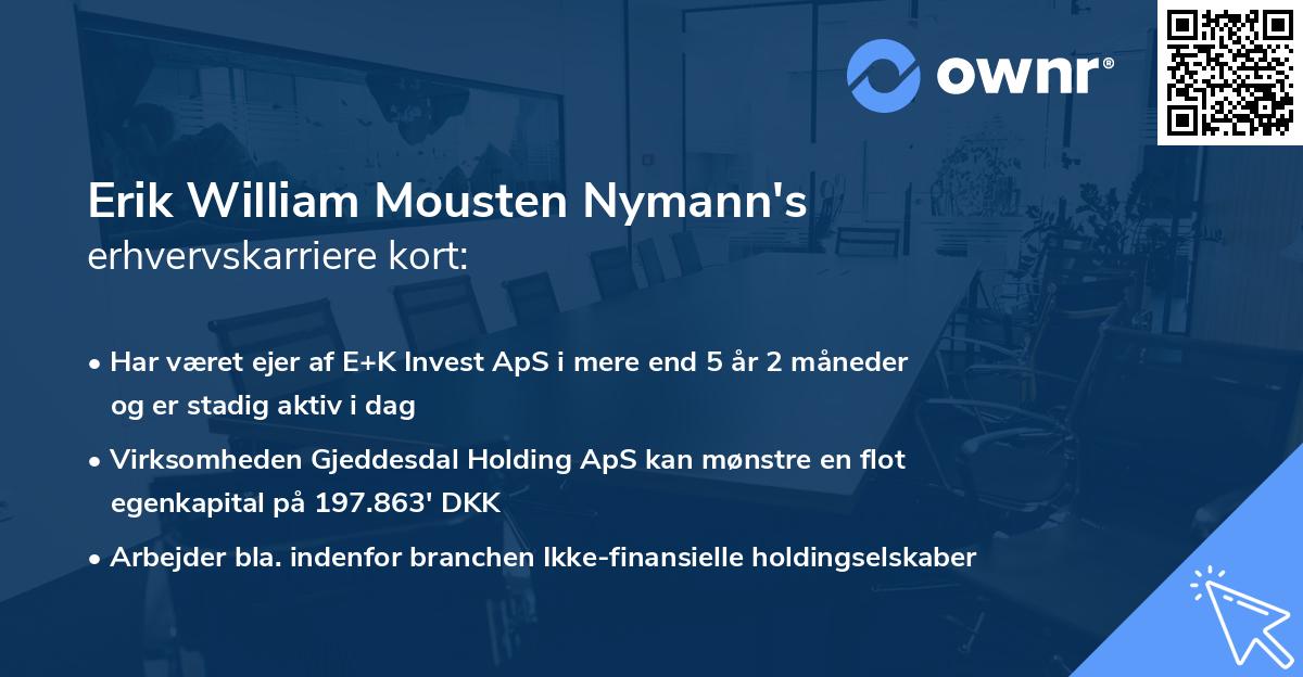 Erik William Mousten Nymann's erhvervskarriere kort