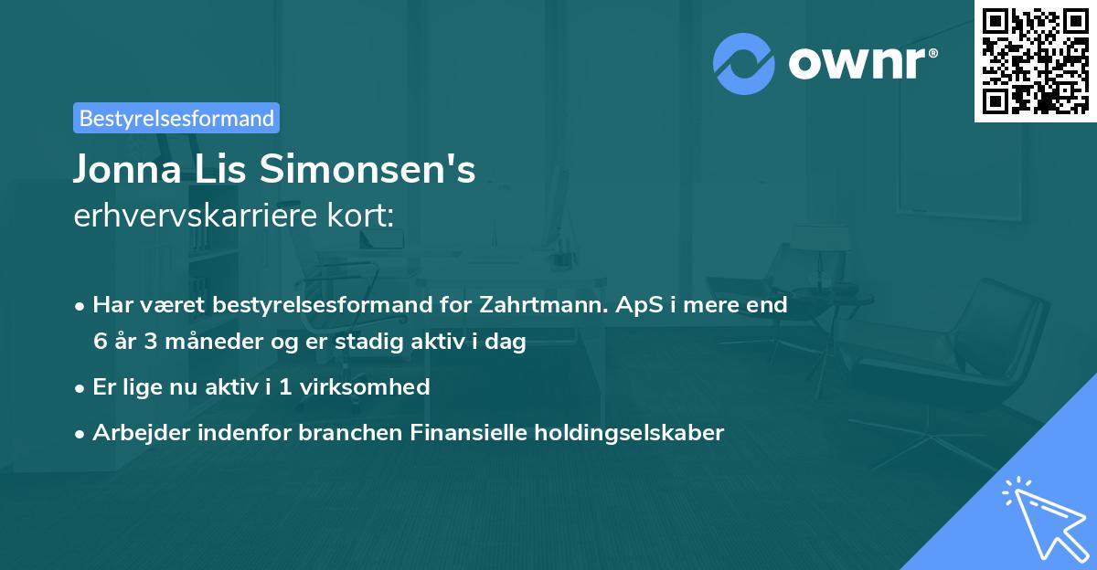 Jonna Lis Simonsen's erhvervskarriere kort