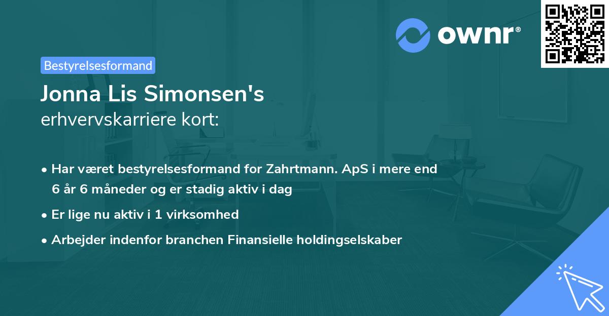 Jonna Lis Simonsen's erhvervskarriere kort