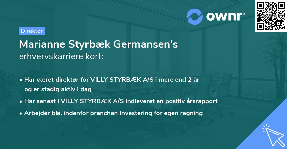 Marianne Styrbæk Germansen's erhvervskarriere kort
