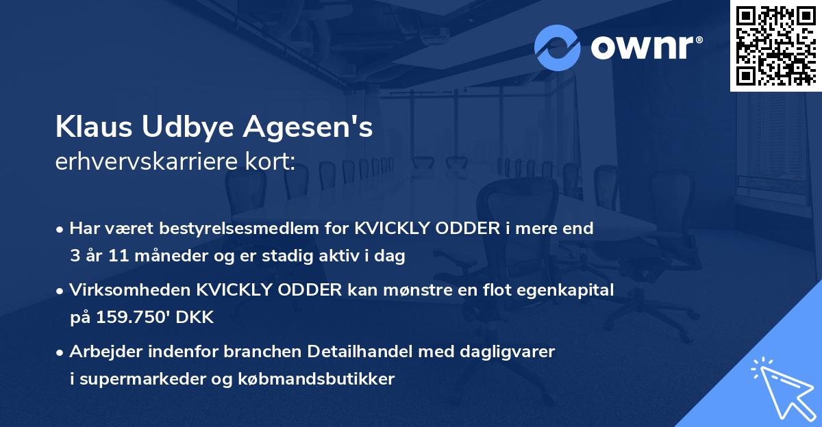 Klaus Udbye Agesen's erhvervskarriere kort