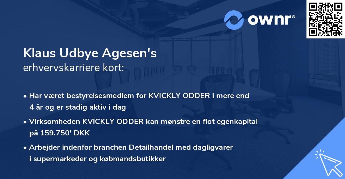 Klaus Udbye Agesen's erhvervskarriere kort