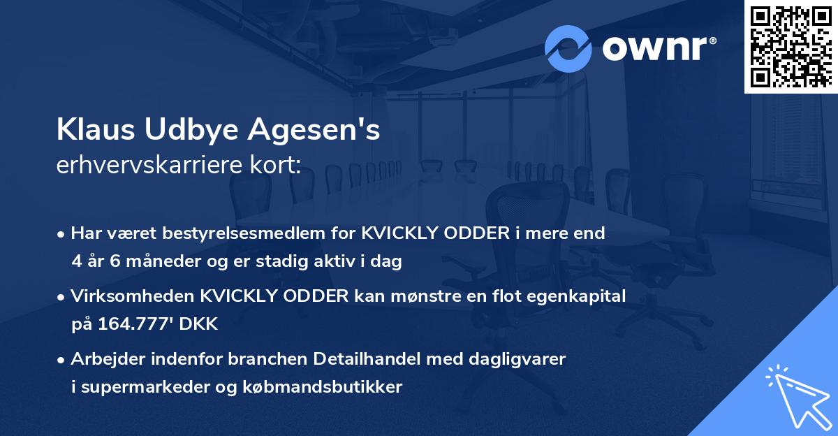 Klaus Udbye Agesen's erhvervskarriere kort