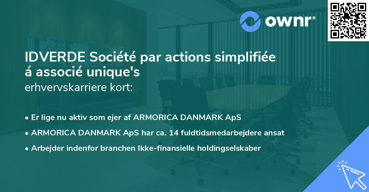 IDVERDE Société par actions simplifiée á associé unique's erhvervskarriere kort