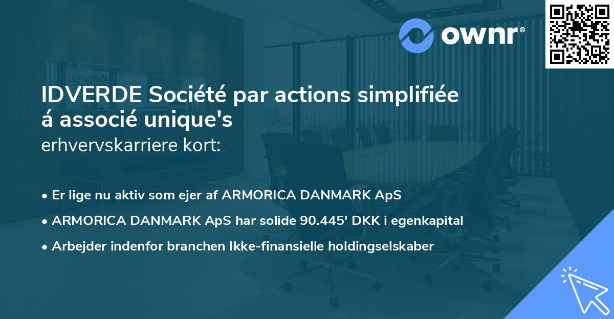 IDVERDE Société par actions simplifiée á associé unique's erhvervskarriere kort