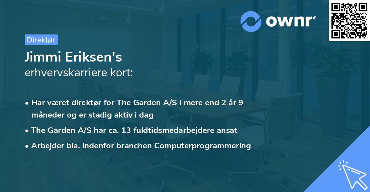 Jimmi Eriksen's erhvervskarriere kort