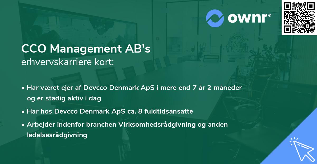 CCO Management AB's erhvervskarriere kort