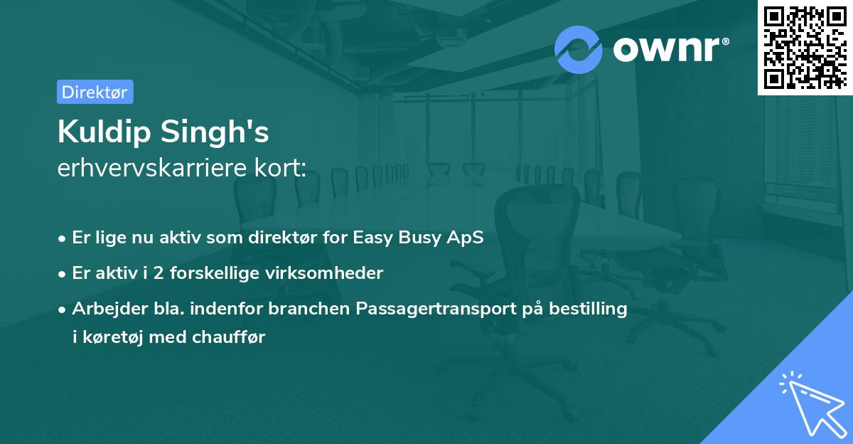 Kuldip Singh's erhvervskarriere kort