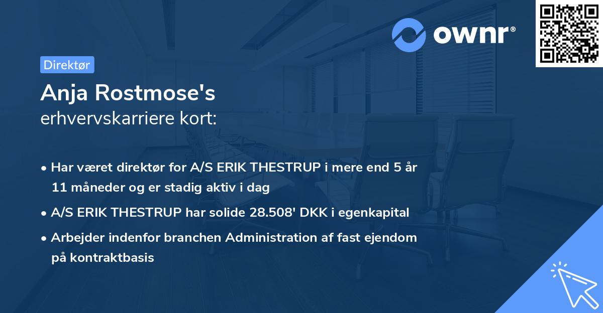 Anja Rostmose's erhvervskarriere kort