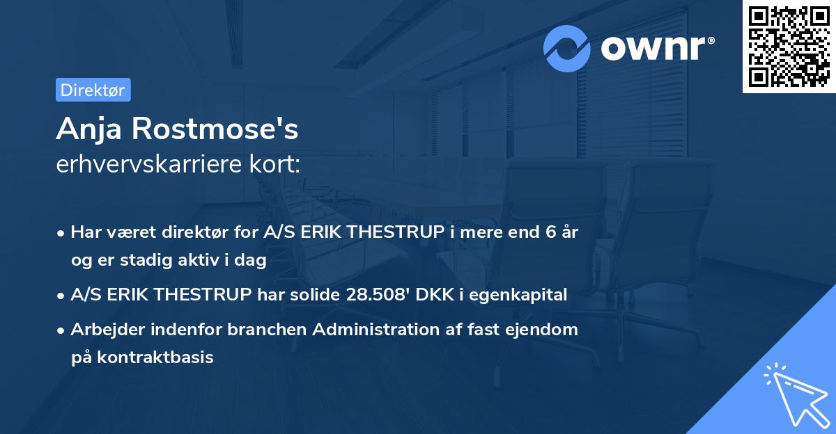 Anja Rostmose's erhvervskarriere kort