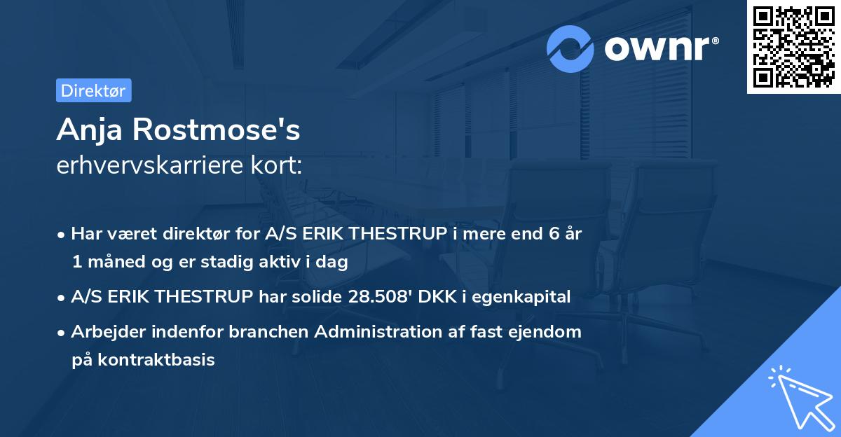 Anja Rostmose's erhvervskarriere kort