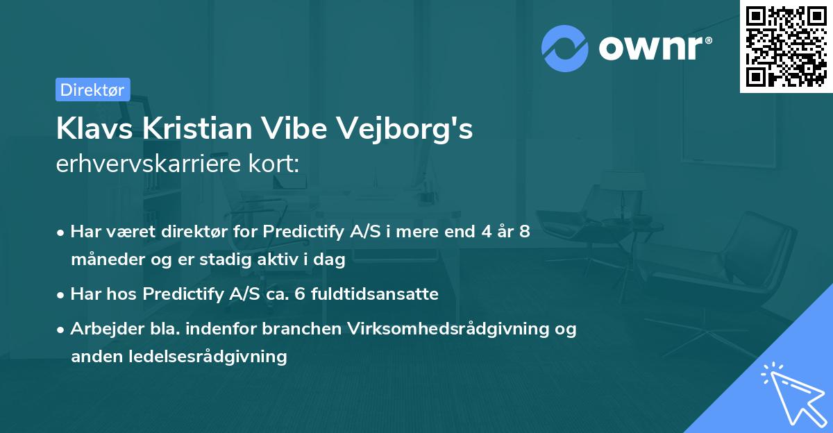 Klavs Kristian Vibe Vejborg's erhvervskarriere kort