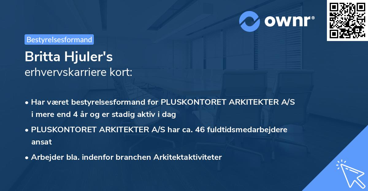 Britta Hjuler's erhvervskarriere kort