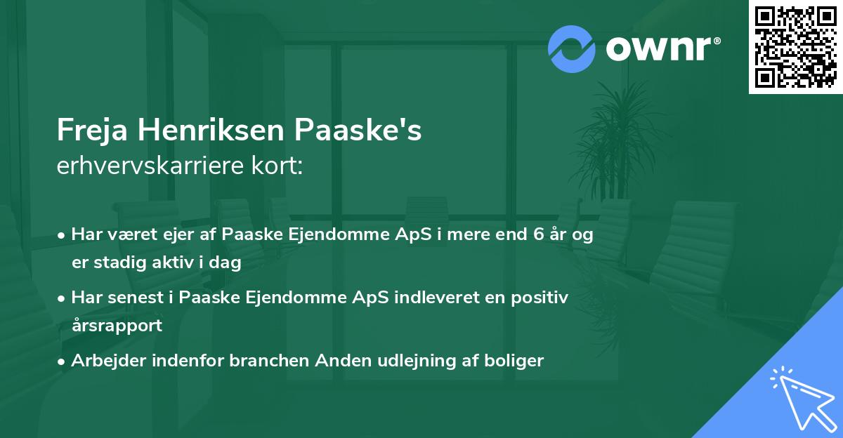 Freja Henriksen Paaske's erhvervskarriere kort