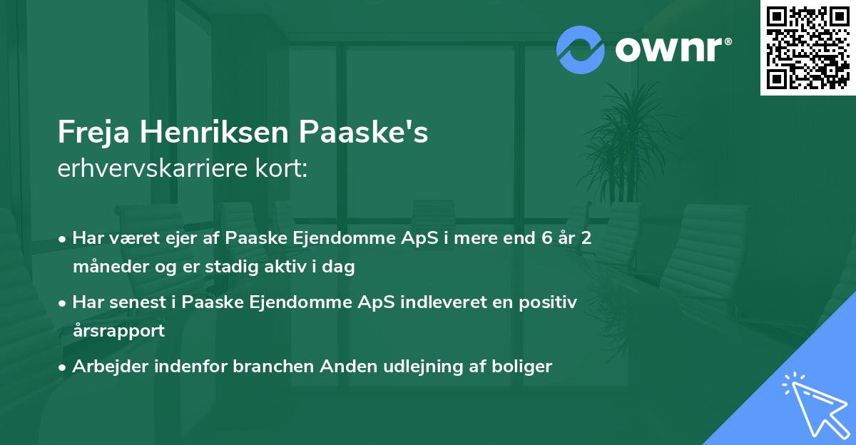 Freja Henriksen Paaske's erhvervskarriere kort