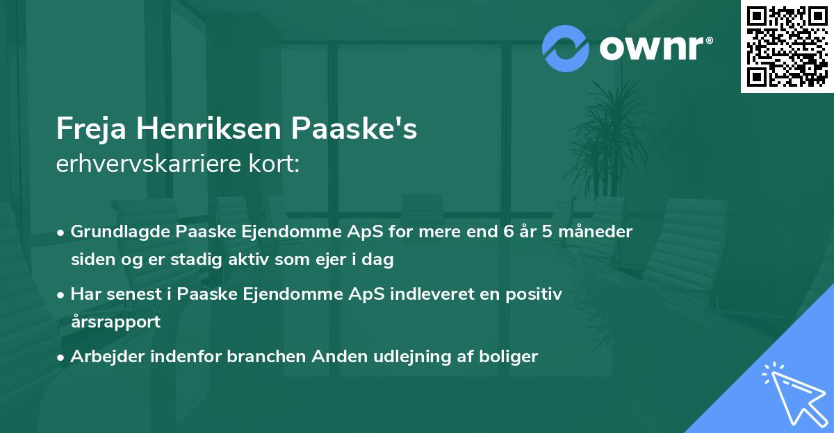 Freja Henriksen Paaske's erhvervskarriere kort
