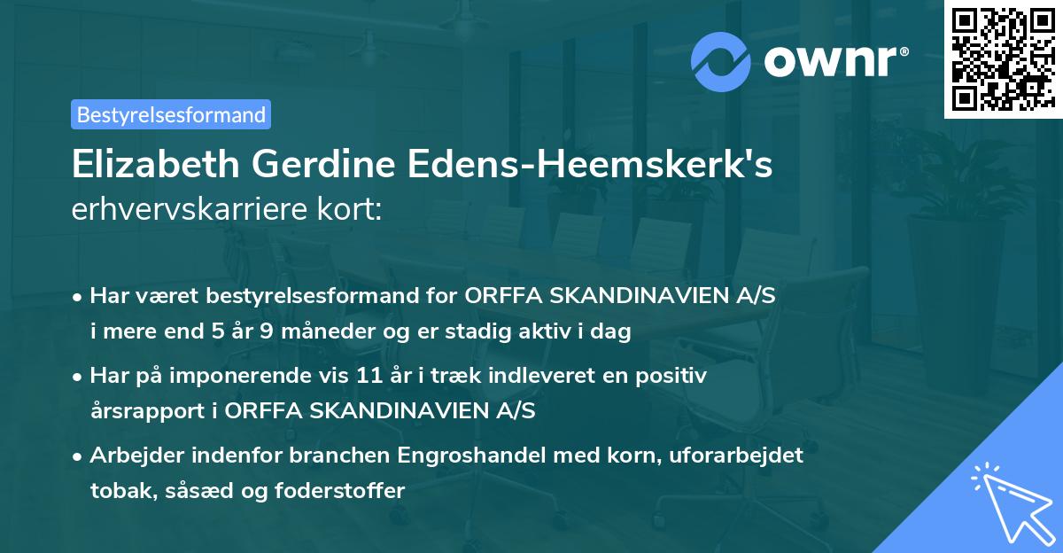 Elizabeth Gerdine Edens-Heemskerk's erhvervskarriere kort