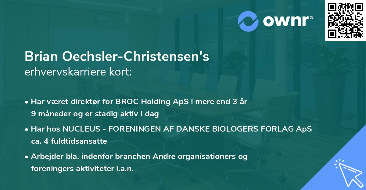 Brian Oechsler-Christensen's erhvervskarriere kort