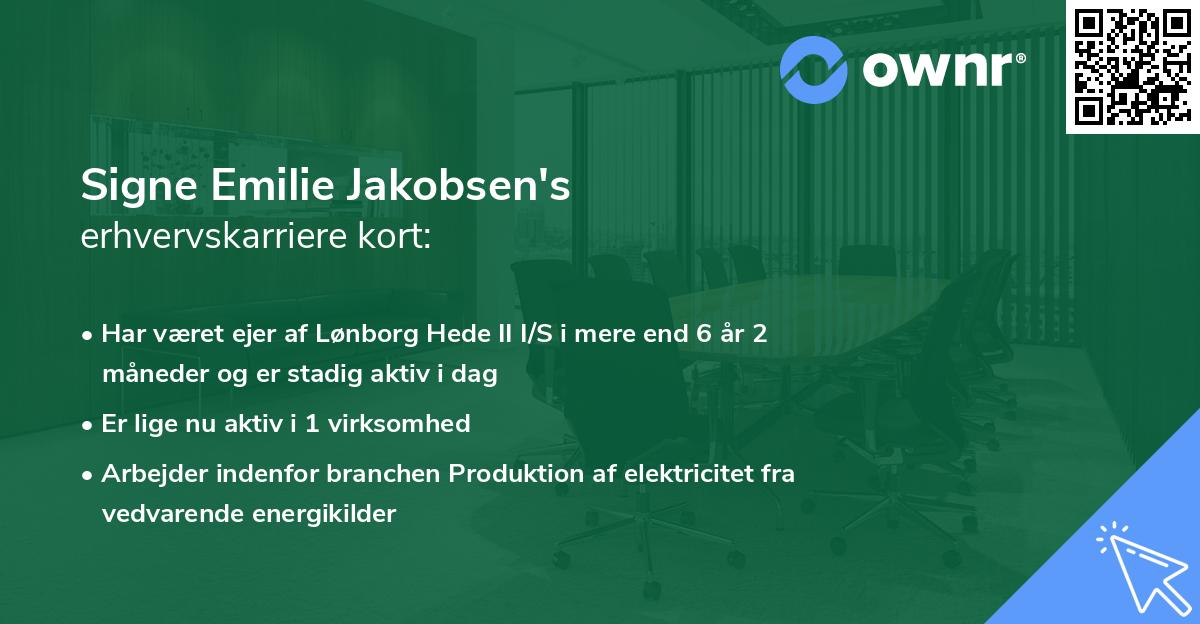 Signe Emilie Jakobsen's erhvervskarriere kort