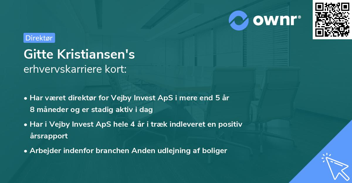 Gitte Kristiansen's erhvervskarriere kort