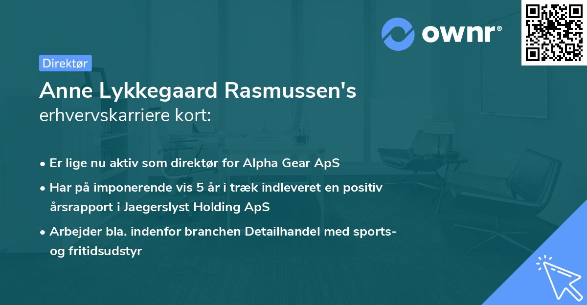 Anne Lykkegaard Rasmussen's erhvervskarriere kort