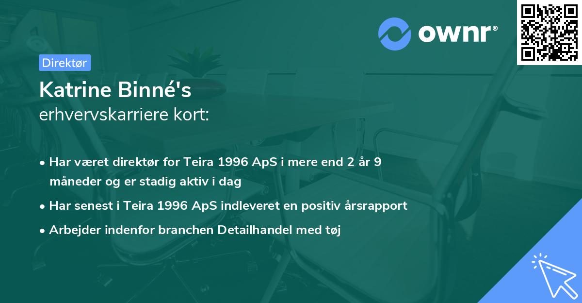 Katrine Binné's erhvervskarriere kort