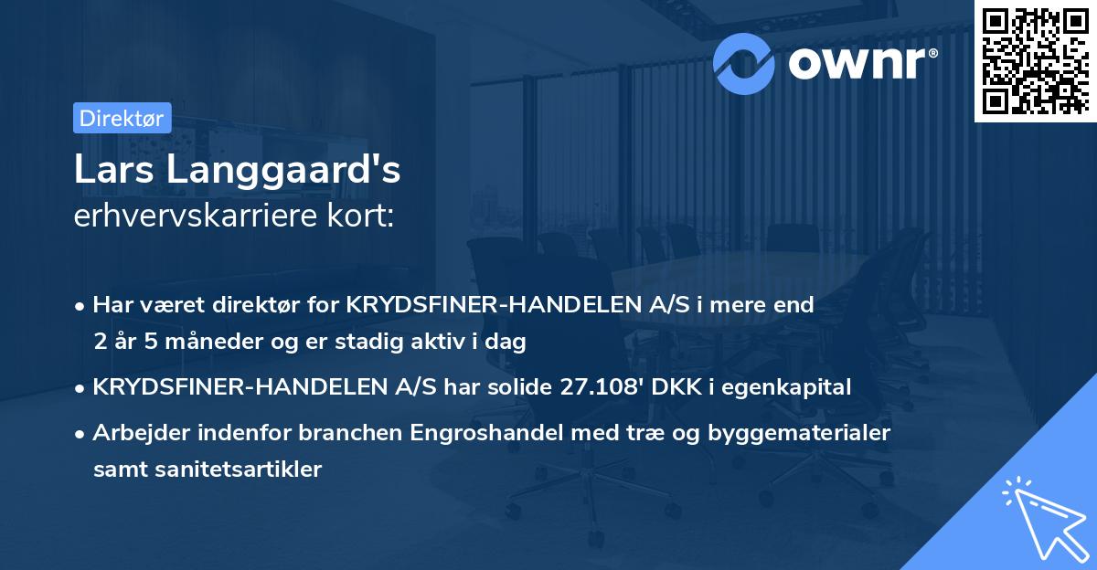 Lars Langgaard's erhvervskarriere kort