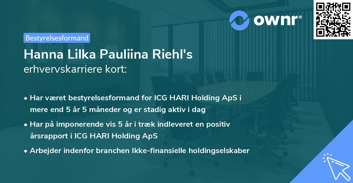 Hanna Lilka Pauliina Riehl's erhvervskarriere kort