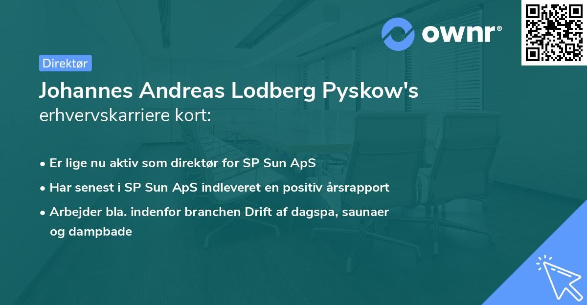 Johannes Andreas Lodberg Pyskow's erhvervskarriere kort