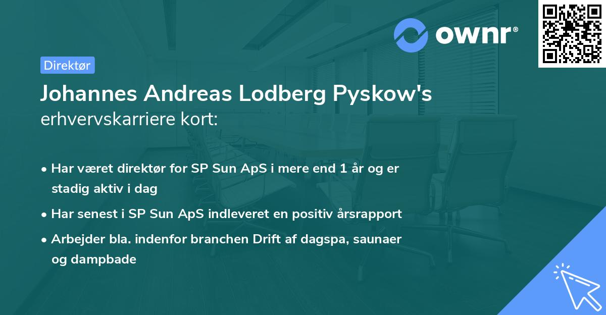 Johannes Andreas Lodberg Pyskow's erhvervskarriere kort