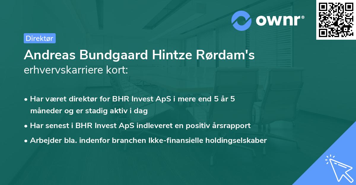 Andreas Bundgaard Hintze Rørdam's erhvervskarriere kort