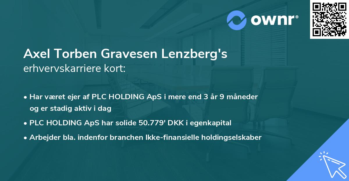 Axel Torben Gravesen Lenzberg's erhvervskarriere kort